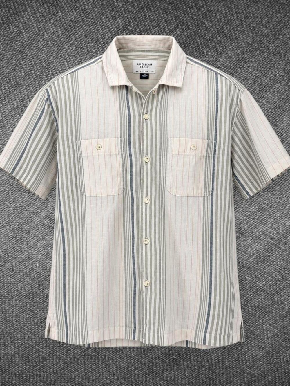 American Eagle Striped Linen Cotton Shirt Size S